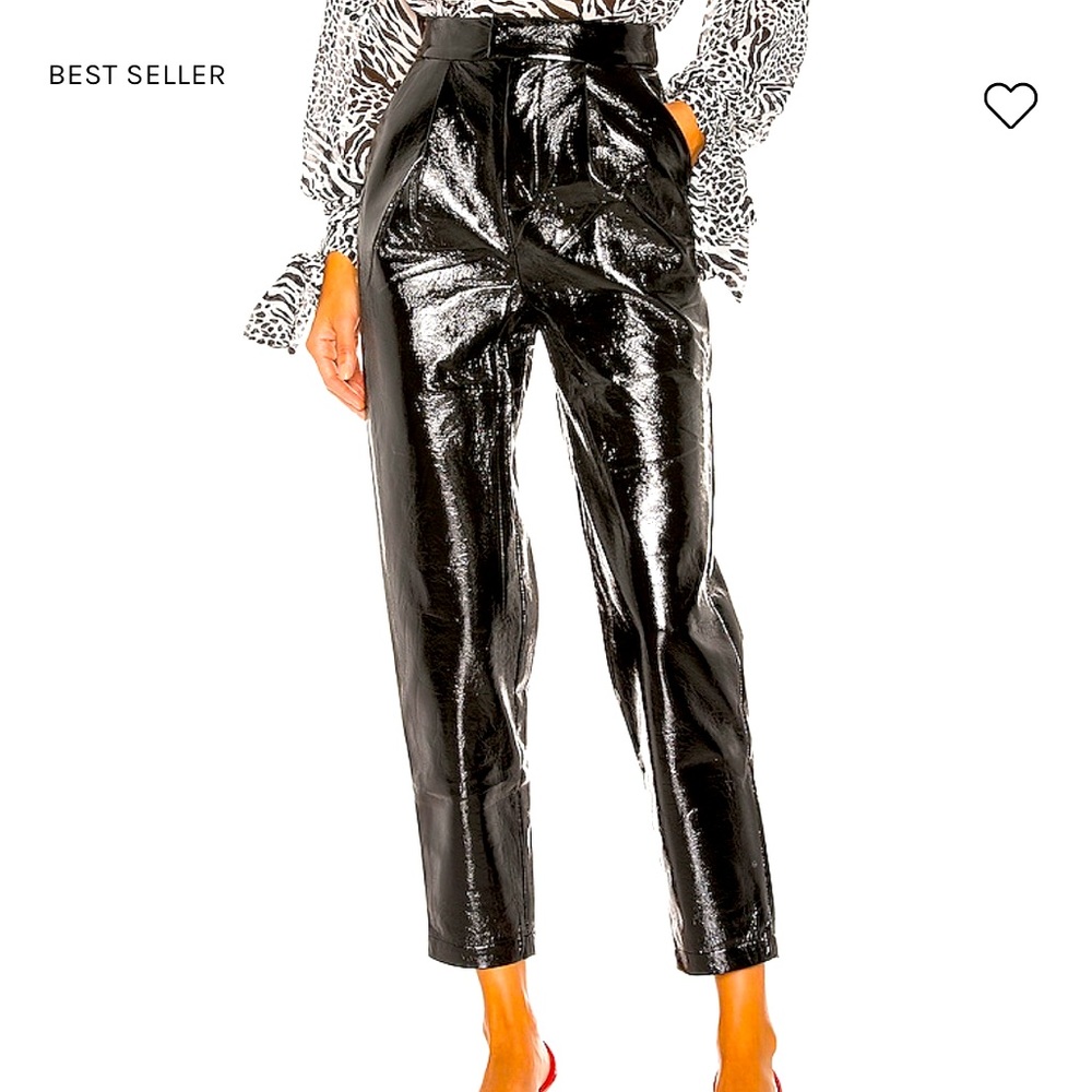 L’Academie The Arielle Pants black shiny high rise pants. 13” rise size large